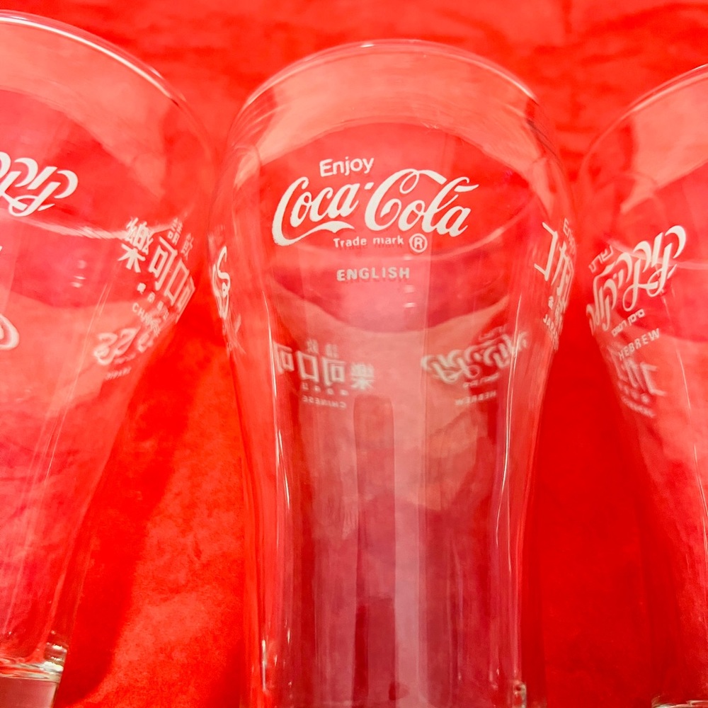 6 Vintage coca-cola glasses written in 5 languages - Picture 8 of 11
